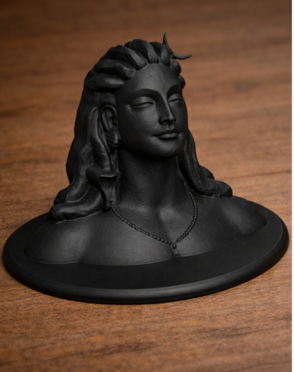 Adiyogi Shiva 3D Printed Idol – Meditation Decor & Spiritual Black Statue